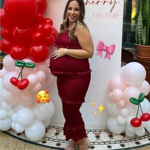 Pink blush burgundy midi maternity dress size small